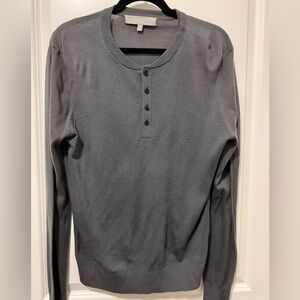 Neiman Marcus Gray Long Sleeve Cashmere Henley